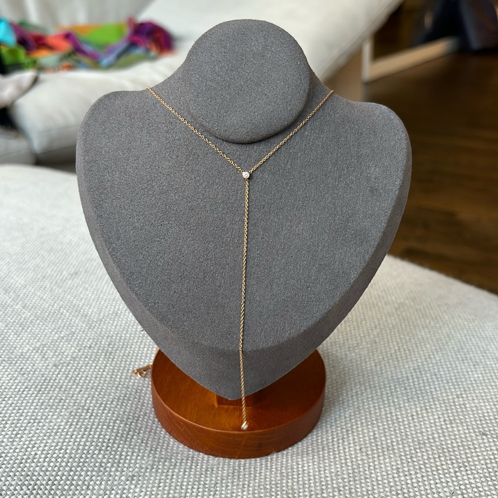 Zo Chicco 14k Rose Gold Lariat Necklace With Diamonds
